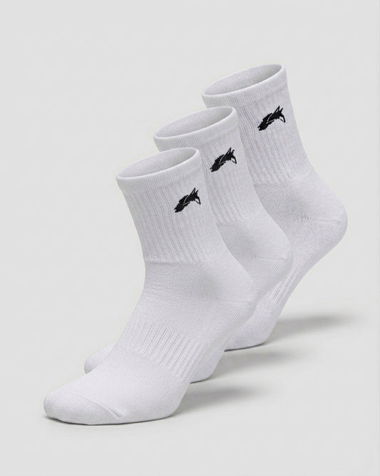 Elite Wolf Head Crew Sock 3pk - White