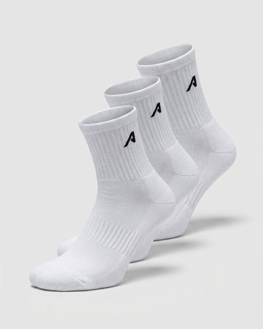 Elite A Quarter Crew Sock 3pk - White