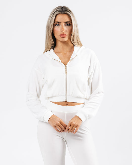 Velour Zip Hoodie - Lace